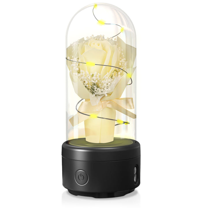 LED Glass Rose & Bluetooth Speaker Gift Silicone Back Scrub Bath Brush