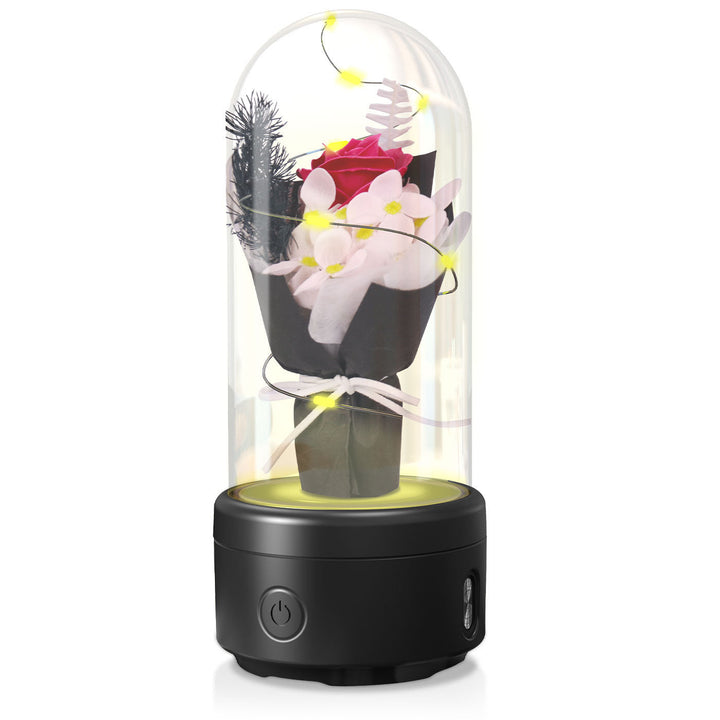 LED Glass Rose & Bluetooth Speaker Gift Silicone Back Scrub Bath Brush