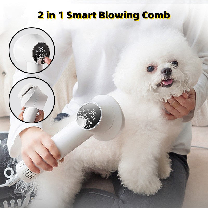 GroomEase Silent Pet Hair Dryer & Comb Silicone Back Scrub Bath Brush