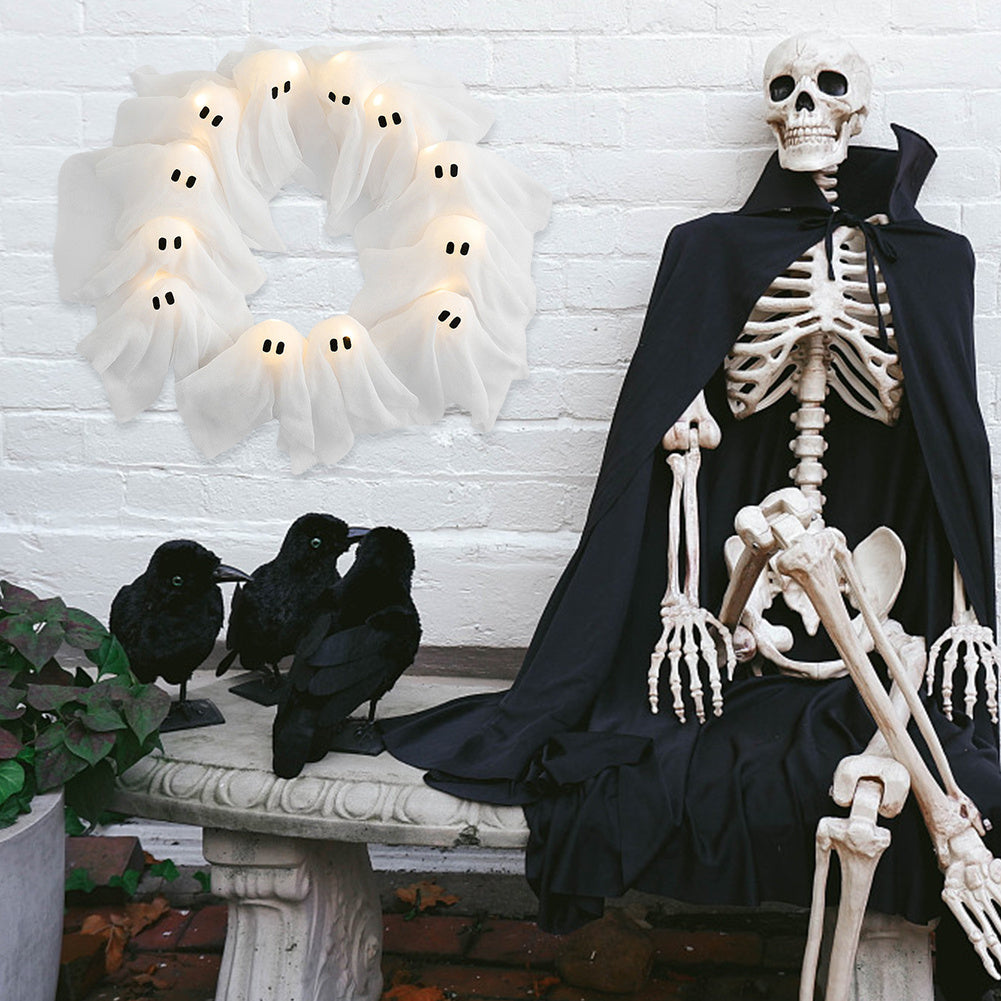 Halloween Decorations Ghost Wreath Cute Ghost Halloween Door Sign For Door Porch Wall Holiday Home Decor Glow Ghost Lights Silicone Back Scrub Bath Brush