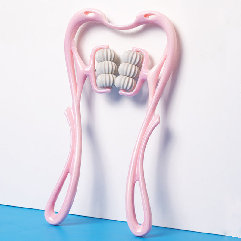 NeckEase 6-Wheel Manual Roller Massager Silicone Back Scrub Bath Brush