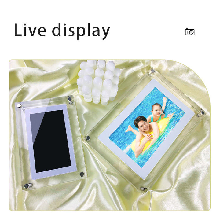 Digital Picture Frame Acrylic Video Player Digital Photo Frame Vertical Display With 1GB And Battery Type C Video Frame Gift For Loved Silicone Back Scrub Bath Brush