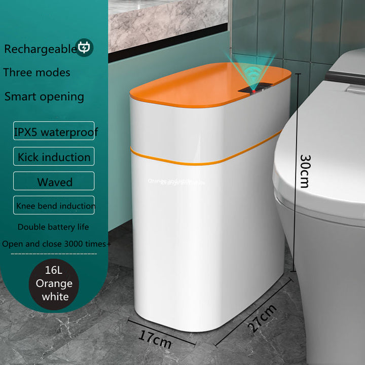 Smart Trash Can With Lid For Bedroom And Living Room Kitchen Storage Box Trash Can Induction Small Car Box Automatic Smart Dustbin Smart Trash Bin Silicone Back Scrub Bath Brush