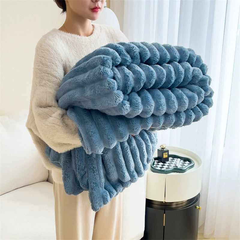 BLYNTRA Bubble Velvet Rabbit Fur Throw – Double-Sided Luxury Blanket BLYNTRA