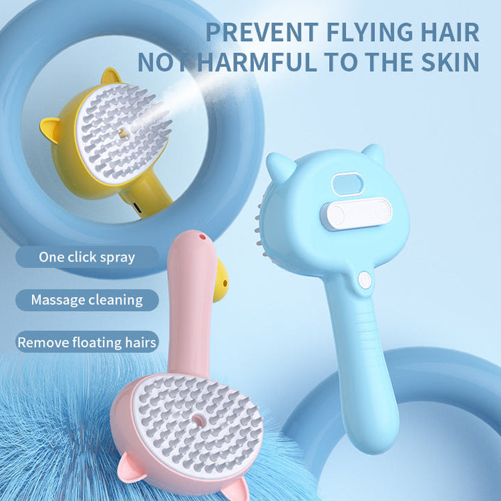 Hair Cleaning Brush With Mist Multifunctional Cat Grooming Brush Rechargeable Self Cleaning Slicker Brush For Pets Dogs & Catsb Pet Products Silicone Back Scrub Bath Brush